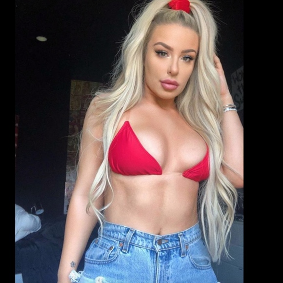 NEW! FASHION NOVA! CLEAR SKIES RED CLEAR STRAP BIKINI - Picture 6 of 9